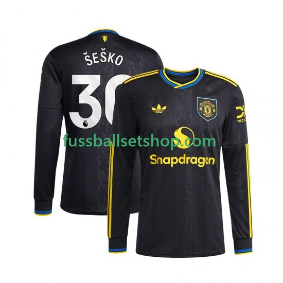 Günstige Fußball Trikotsatz Manchester United Benjamin Sesko 30 Herren Ausweichtrikot 2025-2026 Langarm