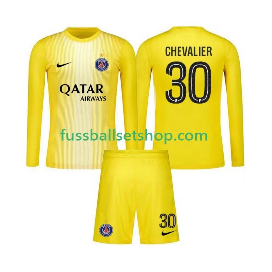 Günstige Fußball Trikotsatz Paris Saint-Germain Lucas Chevalier 30 Torwart Kinder Ausweichtrikot 2025-2026 Langarm