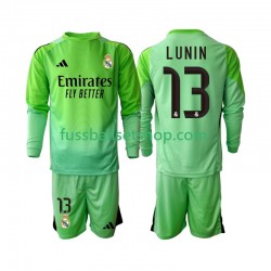 Günstige Fußball Trikotsatz Real Madrid Andriy Lunin 13 Torwart Kinder Auswärtstrikot 2025-2026 Langarm