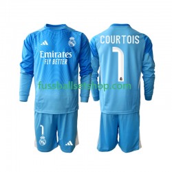 Günstige Fußball Trikotsatz Real Madrid Thibaut Courtois 1 Kinder Heimtrikot 2025-2026 Langarm