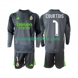 Günstige Fußball Trikotsatz Real Madrid Thibaut Courtois 1 Kinder Ausweichtrikot 2025-2026 Langarm