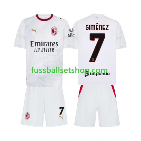 Günstige Fußball Trikotsatz AC Mailand Gimenez 7 Kinder Auswärtstrikot 2026-2027 Kurzarm Günstige Fußball Trikotsatz AC Mailand Gimenez 7 Kinder Auswärtstrikot 2026-2027 Kurzarm