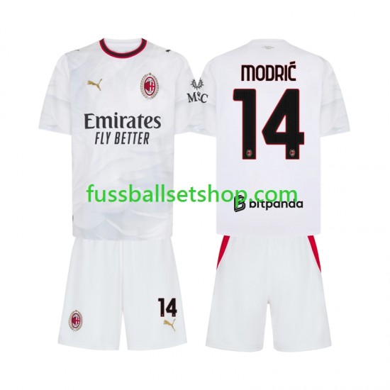 Günstige Fußball Trikotsatz AC Mailand Modrić Luka 14 Kinder Auswärtstrikot 2026-2027 Kurzarm