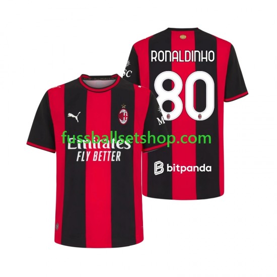 Günstige Fußball Trikotsatz AC Mailand Ronaldinho 80 Herren Heimtrikot 2026-2027 Kurzarm