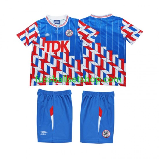 Günstige Fußball Trikotsatz Ajax Amsterdam 1989 1990 Retro Kinder Auswärtstrikot Langarm