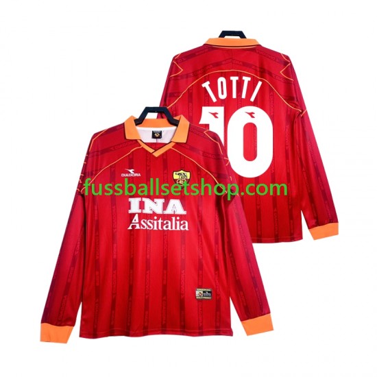 Günstige Fußball Trikotsatz AS Rom Totti 10 2000 Retro Herren Heimtrikot 1999 Langarm