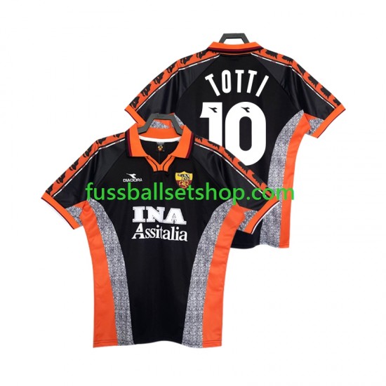 Günstige Fußball Trikotsatz AS Rom Totti 10 Retro Herren Ausweichtrikot 1998 1999 Kurzarm