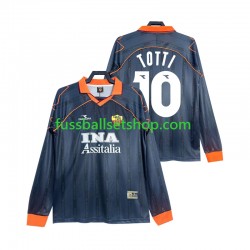Günstige Fußball Trikotsatz AS Rom Totti 10 2000 Retro Herren Ausweichtrikot 1999 Langarm
