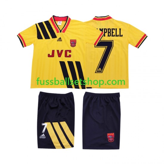 Günstige Fußball Trikotsatz Arsenal CAMPBELL 7 1993 Retro Kinder Auswärtstrikot 1994 Kurzarm