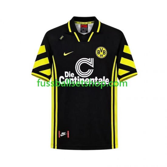 Günstige Fußball Trikotsatz Borussia Dortmund 1996 Retro Herren Auswärtstrikot Kurzarm