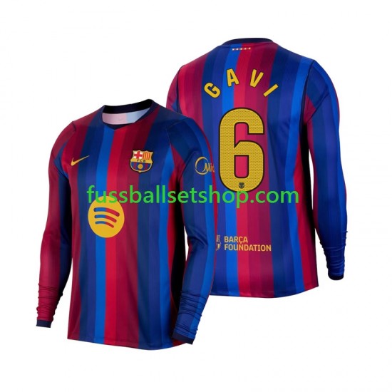Günstige Fußball Trikotsatz FC Barcelona Gavi 6 Herren Heimtrikot 2026-2027 Langarm