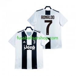 Günstige Fußball Trikotsatz Juventus Turin Cristiano Ronaldo 2018 2019 Retro Herren Heimtrikot Kurzarm