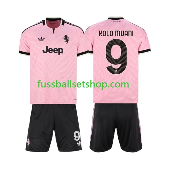 Günstige Fußball Trikotsatz Juventus Turin Randal Kolo Muani 9 Kinder Auswärtstrikot 2026-2027 Kurzarm