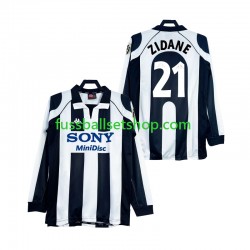 Günstige Fußball Trikotsatz Juventus Turin ZIDANE 21 1997 Retro Herren Heimtrikot 1998 Langarm