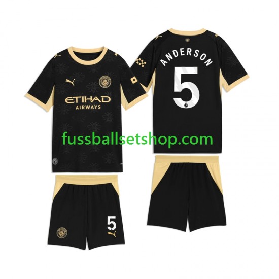 Günstige Fußball Trikotsatz Manchester City Elliot Anderson 5 Kinder Auswärtstrikot 2026-2027 Kurzarm