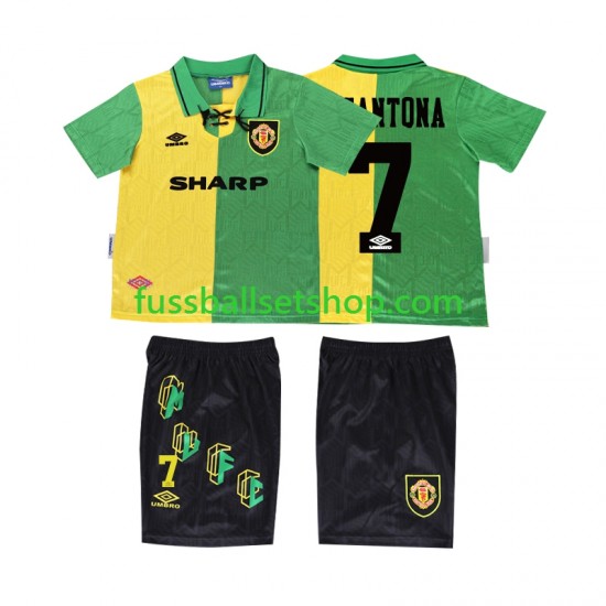 Günstige Fußball Trikotsatz Manchester United CANTONA 7 1992 Retro Kinder Ausweichtrikot 1994 Kurzarm