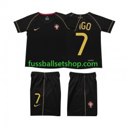 Günstige Fußball Trikotsatz Portugal FIGO 7 Retro Kinder Auswärtstrikot 2006 Kurzarm
