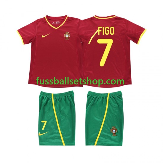 Günstige Fußball Trikotsatz Portugal FIGO 7 Retro Kinder Heimtrikot 2002 Kurzarm