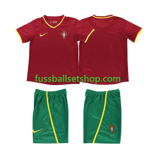 Günstige Fußball Trikotsatz Portugal Retro Kinder Heimtrikot 2002 Kurzarm