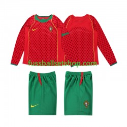 Günstige Fußball Trikotsatz Portugal 2004 Retro Kinder Heimtrikot Langarm