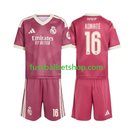 Günstige Fußball Trikotsatz Real Madrid Ibrahima Konate 16 Kinder Ausweichtrikot 2026-2027 Kurzarm