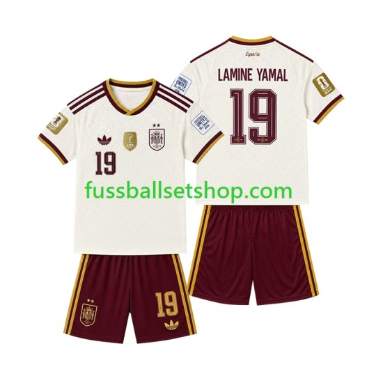 Günstige Fußball Trikotsatz Spanien 2-star Lamine Yamal 19 Kinder Auswärtstrikot 2026-2027 Kurzarm