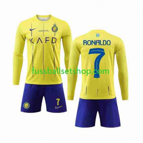 Günstige Fußball Trikotsatz Al-Nassr Cristiano Ronaldo 7 Kinder Heimtrikot 2023-2024 Langarm