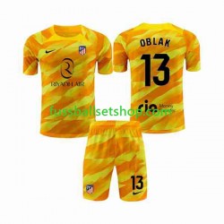 Günstige Fußball Trikotsatz Atlético Madrid Jan Oblak 13 Orangecolor Torwart Kinder 2023-2024 Kurzarm
