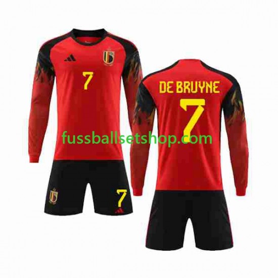 Günstige Fußball Trikotsatz Belgien De Bruyne 7 Kinder Heimtrikot World Cup 2022 Langarm