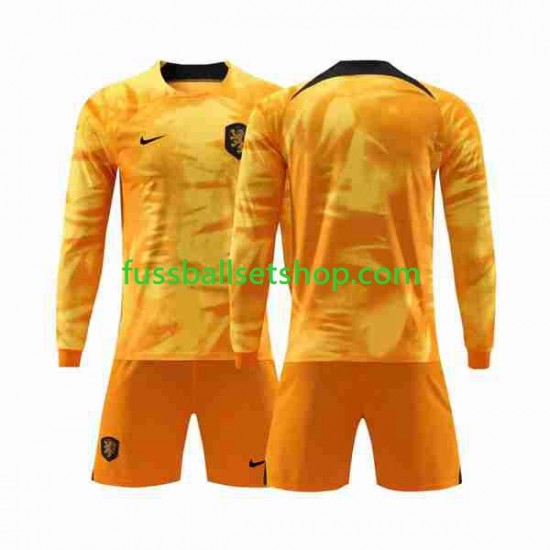 Günstige Fußball Trikotsatz Niederlande Kinder Heimtrikot World Cup 2022 Langarm