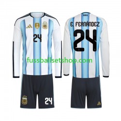 Günstige Fußball Trikotsatz Argentinien Enzo Fernandez 24 Kinder Heimtrikot World Cup 2026 Langarm