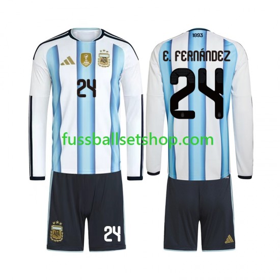 Günstige Fußball Trikotsatz Argentinien Enzo Fernandez 24 Kinder Heimtrikot World Cup 2026 Langarm