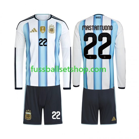 Günstige Fußball Trikotsatz Argentinien Franco Mastantuono 22 Kinder Heimtrikot World Cup 2026 Langarm