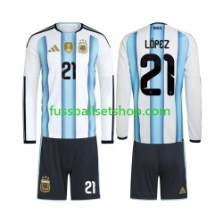 Günstige Fußball Trikotsatz Argentinien Jose Manuel Lopez 21 Kinder Heimtrikot World Cup 2026 Langarm