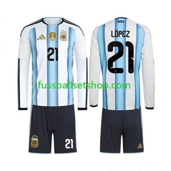 Günstige Fußball Trikotsatz Argentinien Jose Manuel Lopez 21 Kinder Heimtrikot World Cup 2026 Langarm