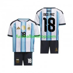 Günstige Fußball Trikotsatz Argentinien Nico Paz 18 Kinder Heimtrikot World Cup 2026 Kurzarm