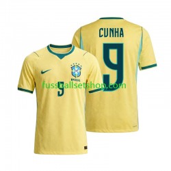 Günstige Fußball Trikotsatz Brasilien Matheus Cunha 9 Herren Heimtrikot World Cup 2026 Kurzarm