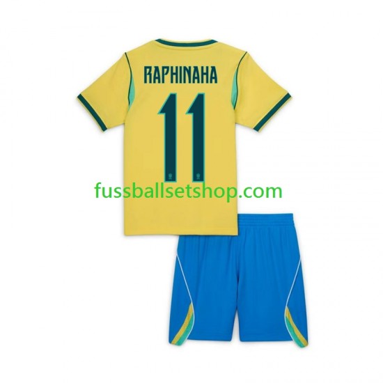 Günstige Fußball Trikotsatz Brasilien Raphinha 11 Kinder Heimtrikot World Cup 2026 Kurzarm