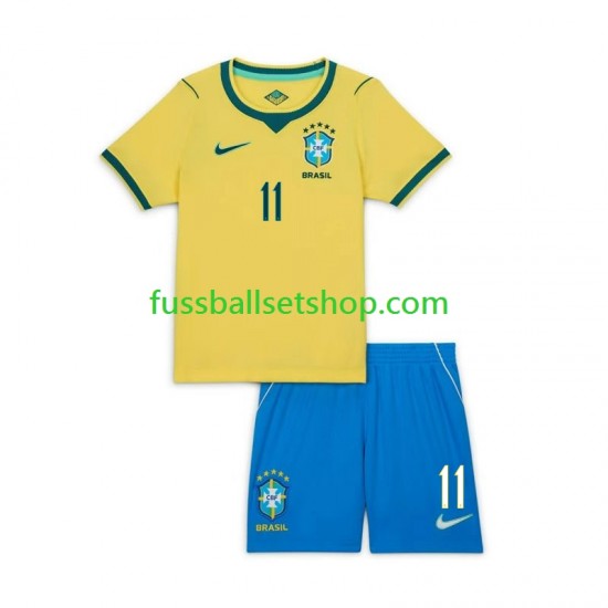 Günstige Fußball Trikotsatz Brasilien Raphinha 11 Kinder Heimtrikot World Cup 2026 Kurzarm