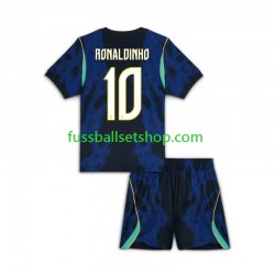 Günstige Fußball Trikotsatz Brasilien Ronaldinho 10 Kinder Auswärtstrikot World Cup 2026 Kurzarm