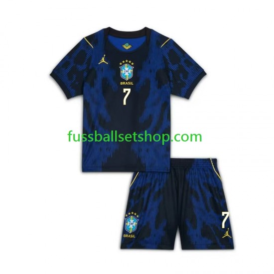 Günstige Fußball Trikotsatz Brasilien Vinicius Junior 7 Kinder Auswärtstrikot World Cup 2026 Kurzarm