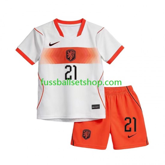 Günstige Fußball Trikotsatz Niederlande Frenkie de Jong 21 Kinder Auswärtstrikot World Cup 2026 Kurzarm