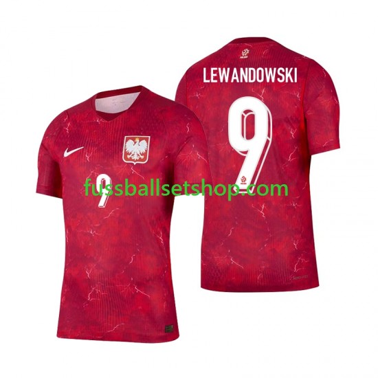 Günstige Fußball Trikotsatz Polen Robert Lewandowski 9 Herren Auswärtstrikot 2026 Kurzarm
