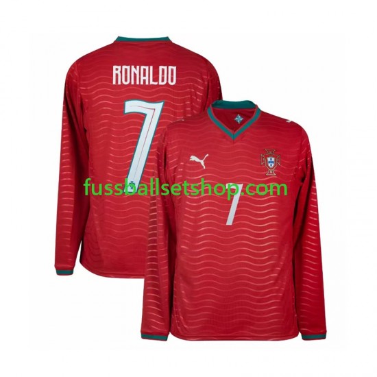 Günstige Fußball Trikotsatz Portugal Cristiano Ronaldo 7 Herren Heimtrikot World Cup 2026 Langarm