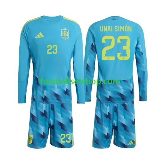 Günstige Fußball Trikotsatz Spanien Unai Simon 23 Torwart Kinder Heimtrikot World Cup 2026 Langarm