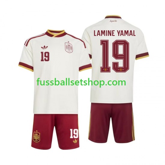Günstige Fußball Trikotsatz Spanien Lamine Yamal 19 Kinder Auswärtstrikot World Cup 2026 Kurzarm