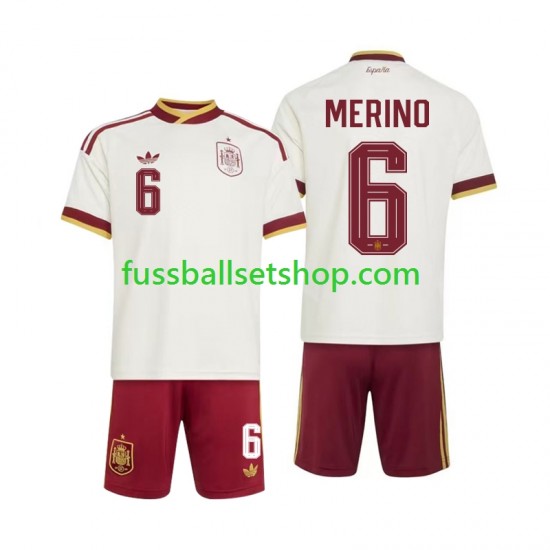 Günstige Fußball Trikotsatz Spanien Mikel Merino 6 Kinder Auswärtstrikot World Cup 2026 Kurzarm