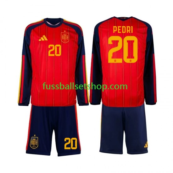 Günstige Fußball Trikotsatz Spanien Pedri 20 Kinder Heimtrikot World Cup 2026 Langarm