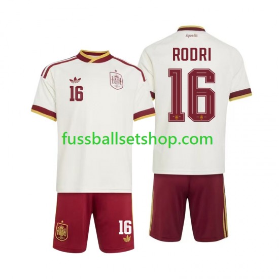 Günstige Fußball Trikotsatz Spanien Rodri 16 Kinder Auswärtstrikot World Cup 2026 Kurzarm