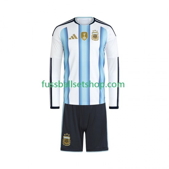 Günstige Fußball Trikotsatz Argentinien Kinder Heimtrikot World Cup 2026 Langarm